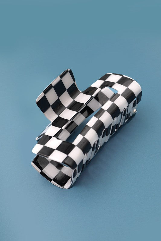 SQUARE CHECKER HAIR CLIP