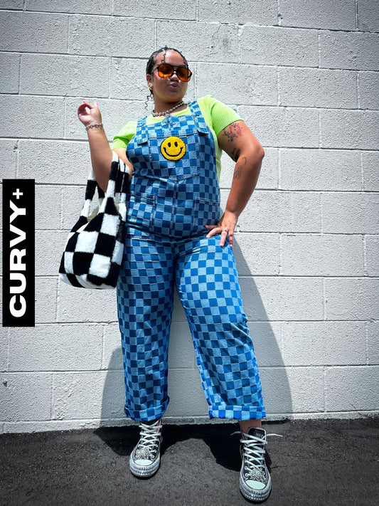 CURVY: LIFE IS A MIXTAPE CHECKERED OVERALLS