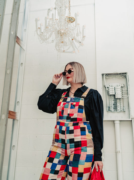 C'EST LA VIE SQUARE PRINT OVERALLS S-XL