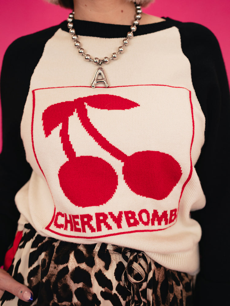 CHERRY BOMB RAGLAN KNIT SWEATER