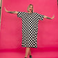 BLENDING IN IS BORING CHECKERED RIBBED DRESS S-XL