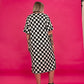 BLENDING IN IS BORING CHECKERED RIBBED DRESS S-XL