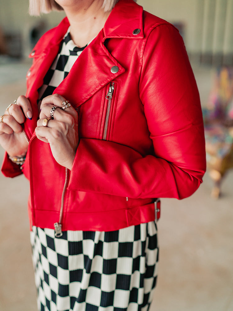 *JUST RESTOCKED!* FLAVOR OF THE WEEK MOTO JACKET IN VERY CHERRY