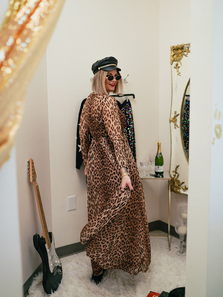 *RESTOCKING SOON!* FIERCE FEMALE LEOPARD MESH MAXI DRESS