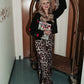 HEAR ME ROAR LEOPARD PRINT PANTS IN BLACK