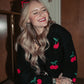 CHERRY BOMB KNIT CARDIGAN IN BLACK