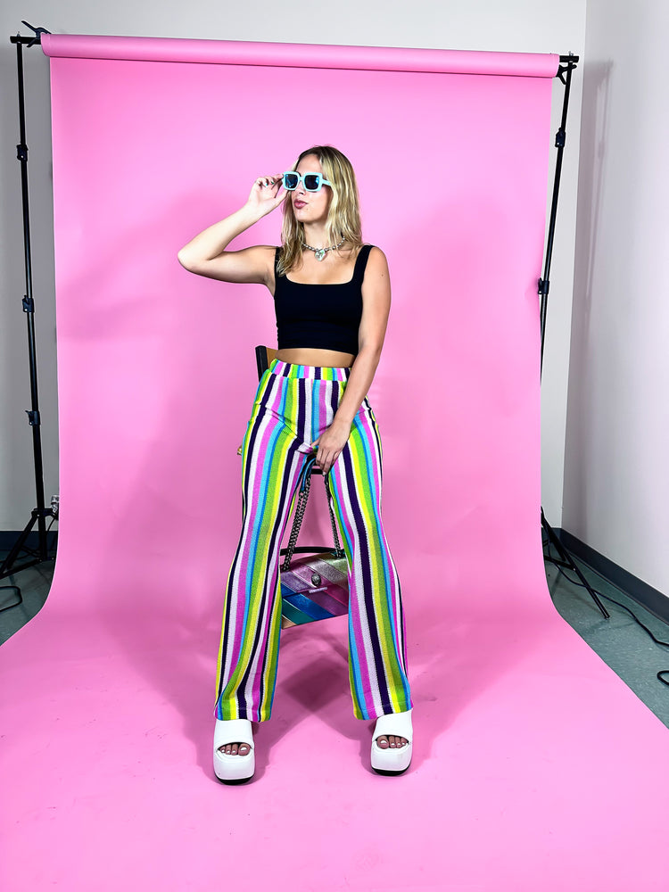 PARADISE CITY STRIPED KNIT PANTS