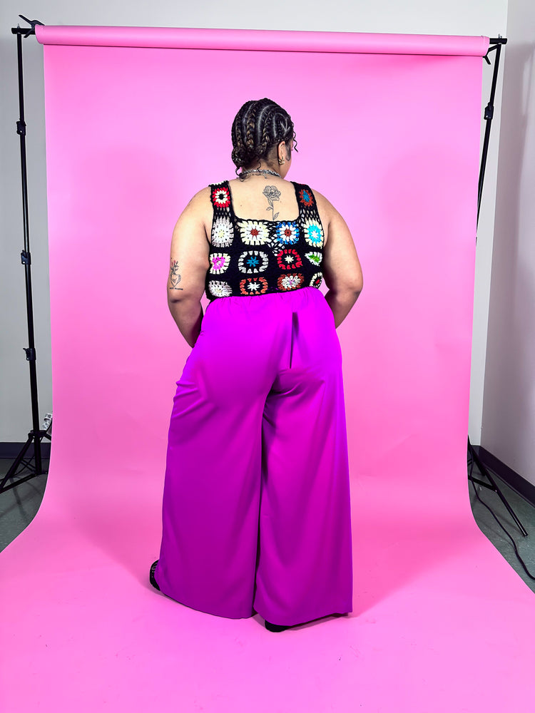 CURVY: GOOD GIRL WIDE LEG PANTS IN FESTIVAL FUCHSIA